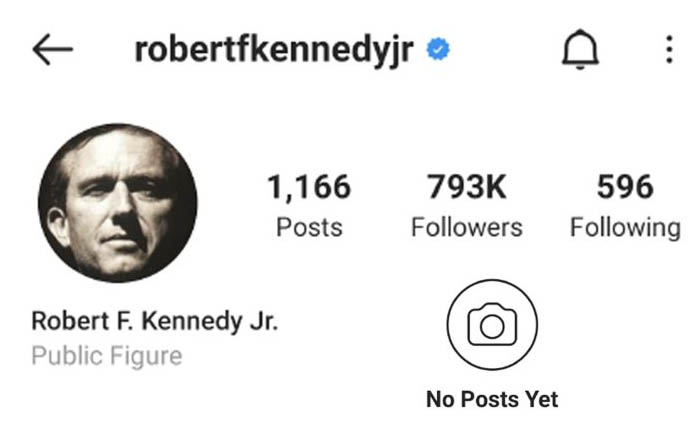 Robert Kennedy Jr Instagram deplatformed